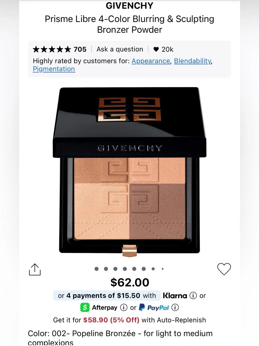 Givenchy Prisme Libre Bronzer Powder 002 Popeline Bronzee